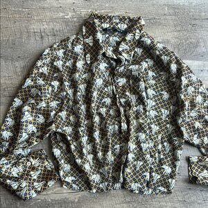 Zara Blue and Yellow Lightweight Shirt Jacket